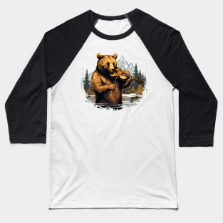 Grizzly Bear playing violin Baseball T-Shirt